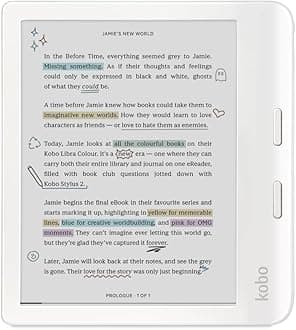 Kobo Libra Colour | eReader | Kaleido™ 3 7-inch Glare-free Display | Dark Mode Option | Audiobooks | Waterproof | White