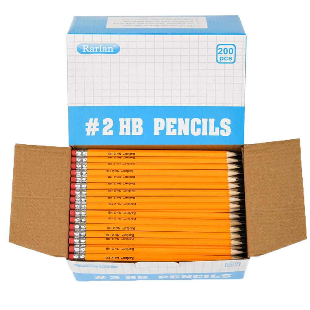 Wood-Cased #2 HB Pencils, Pre-sharpened, 200 Count Bulk Pack