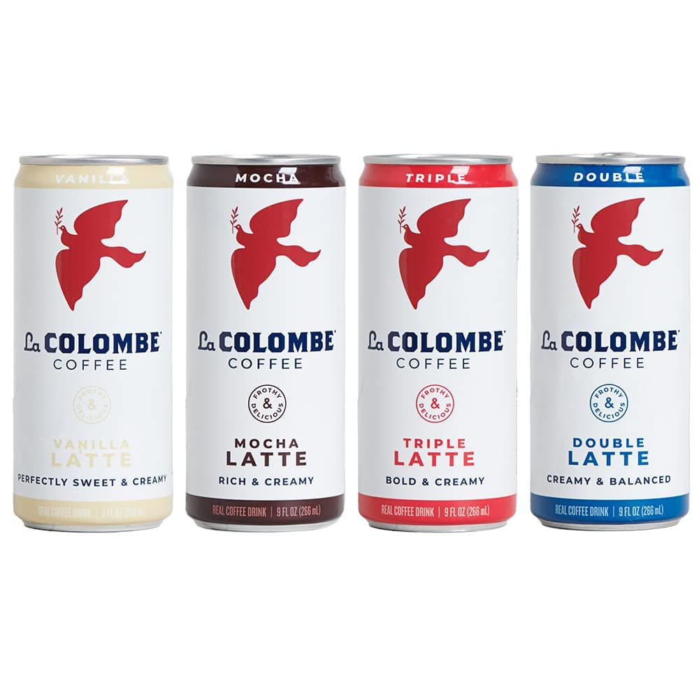 La Colombe Variety Pack Draft Latte - 9 Fl. Oz. 12 Pack - Double, Triple, Mocha, & Vanilla, Medium roast 100% Arabica, Single-Origin, Brazilian Cold Brew Coffee with Lactose-Free Foamy Milk, 120mg Natural Caffeine