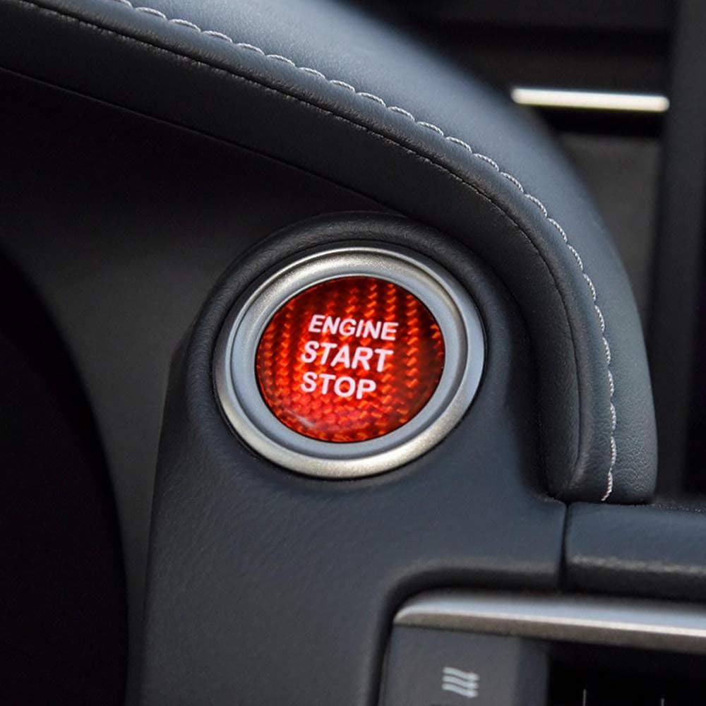 Carbon Fiber Car Engine Start Button Sticker for Lexus IS250 IS200 IS300 ES350 ES330 GS350 GS300 NX300 NX200T RX350 RX300 LX RC (Red)