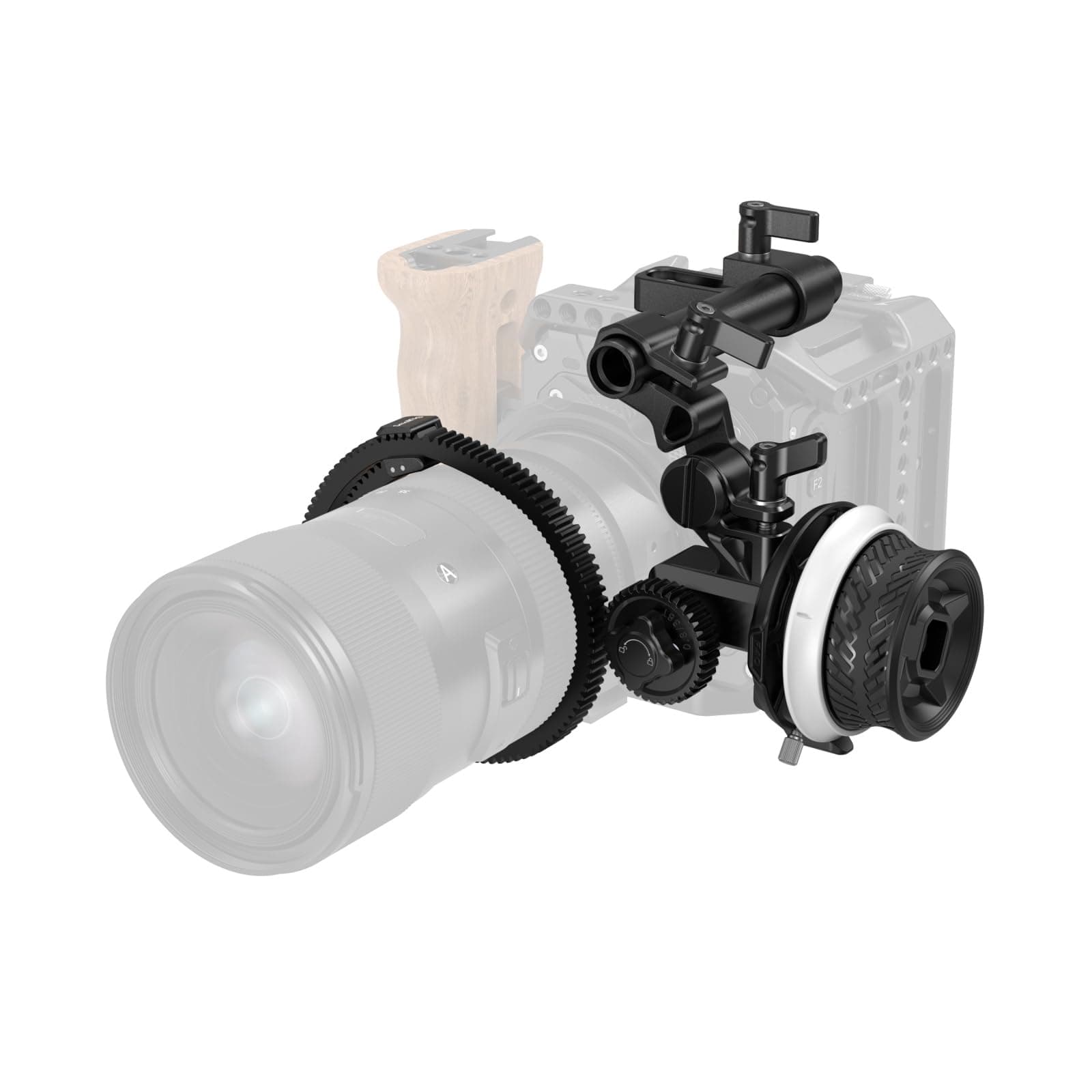 Mini Follow Focus with A/B Stops & 15mm Rod Clamp and Snap-on Gear Ring Belt for DLSRs and Mirrorless Cameras, Fits Different Diameter Lenses Up to 114mm