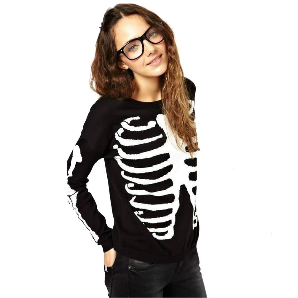 Gorgeous Hoodies Sweatshirts Pullovers Knitted - Novelty Skeleton Pattern Large