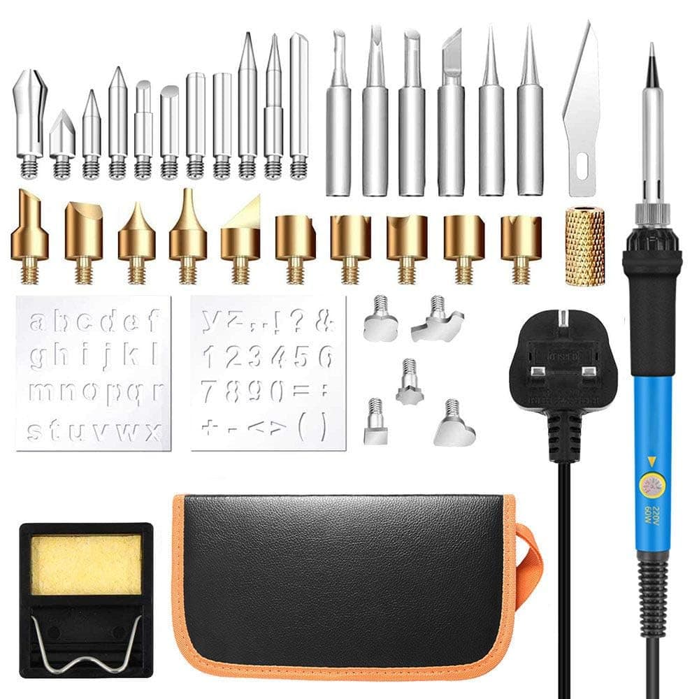 eWINNER Wood Burning Tool 40 PCS Kit Adjustable Temperature Soldering Iron 60W Pyrography Pen Welding Repair Tools Pyrography Tips Stencils for Wood Burning/Engraving Craft/Carving/Embossing