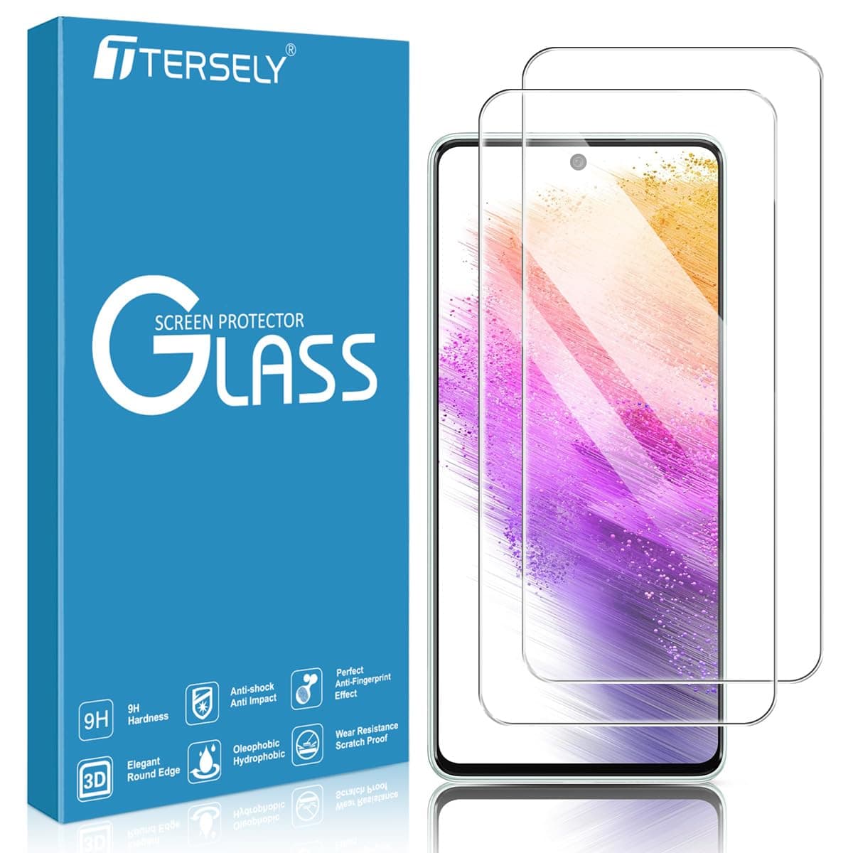 [2-Pack] 9H Tempered Glass Screen Protector for Samsung Galaxy A73 5G, Case Friendly, Fingerprint Unlock, Anti-Scratch, Ultra Clear