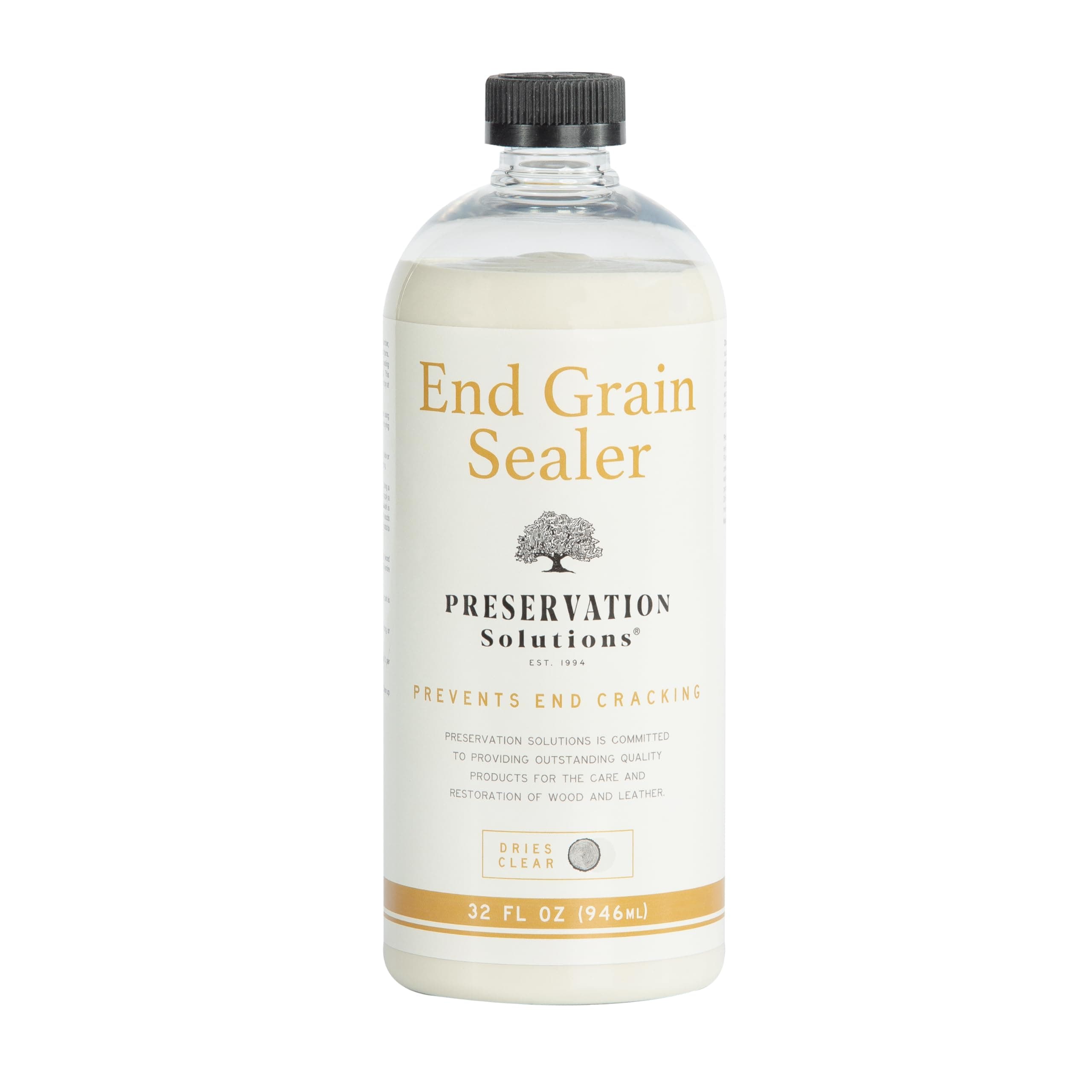 End Grain Sealer Clear 32oz by Preservation Solutions, Prevents End Grain Cracking & Slows Drying, Ideal for Woodworkers & Carvers