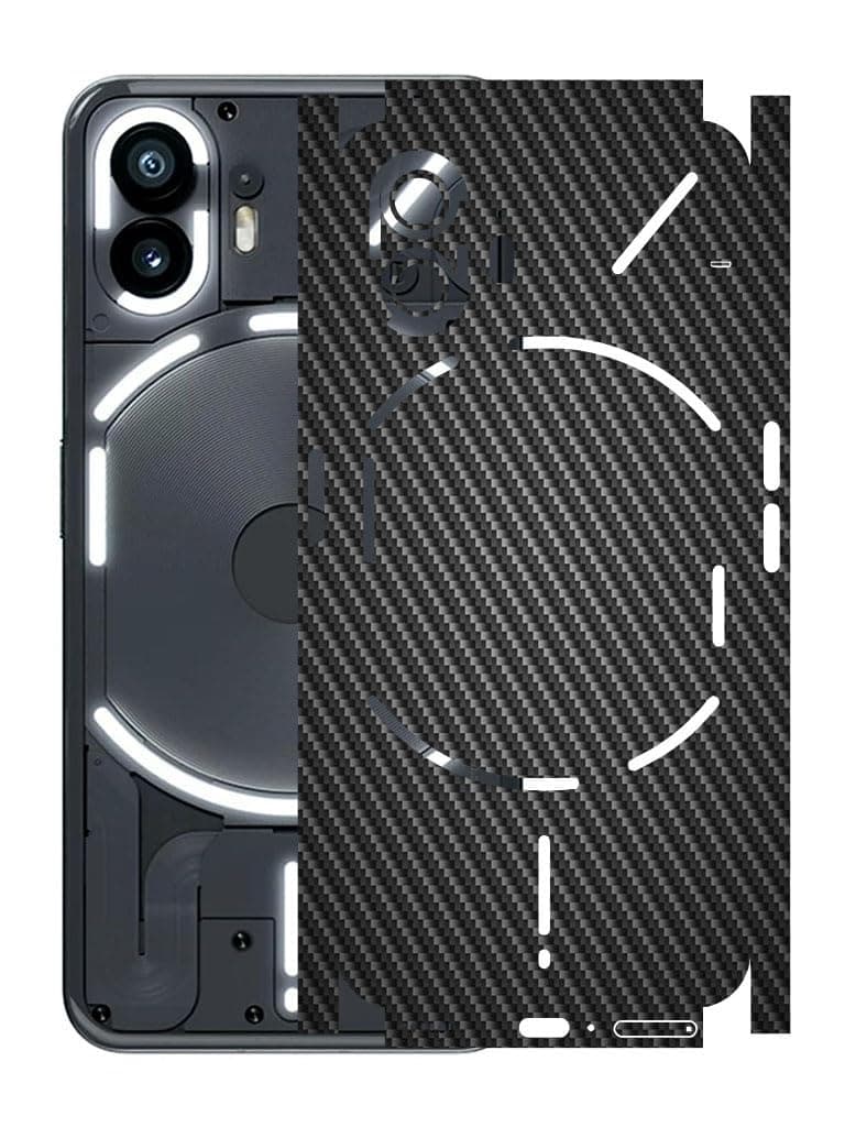 AtOdds - Full Body Back Screen Guard Protector Film - 3D Textured Lamination Wrap Skin Sticker for Nothing Phone 2 (5G) | Scratchproof Matte Finish (Design - Black CF)