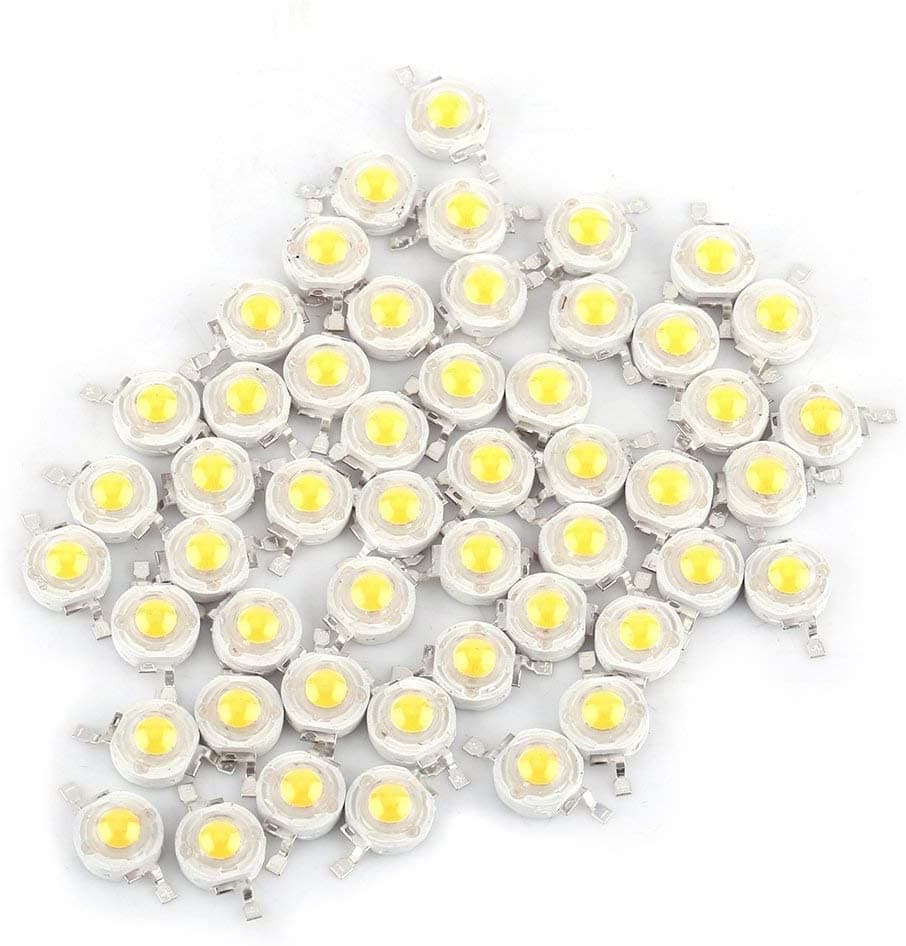 100 Pcs High Power Led Bead Chip, 1W Super Bright Intensity SMD Light Emitter Components Diode Bulb Lamp Beads Chip DIY Lighting Fixtures for Floodlight Spotlight(White 6000K)