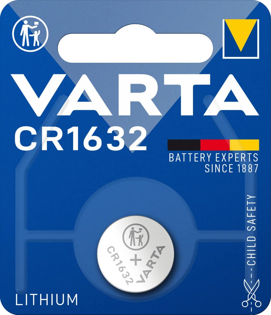 VARTA Batteries Electronics CR1632 Lithium button cell battery 1-pack, Button cells in original blister pack of 1
