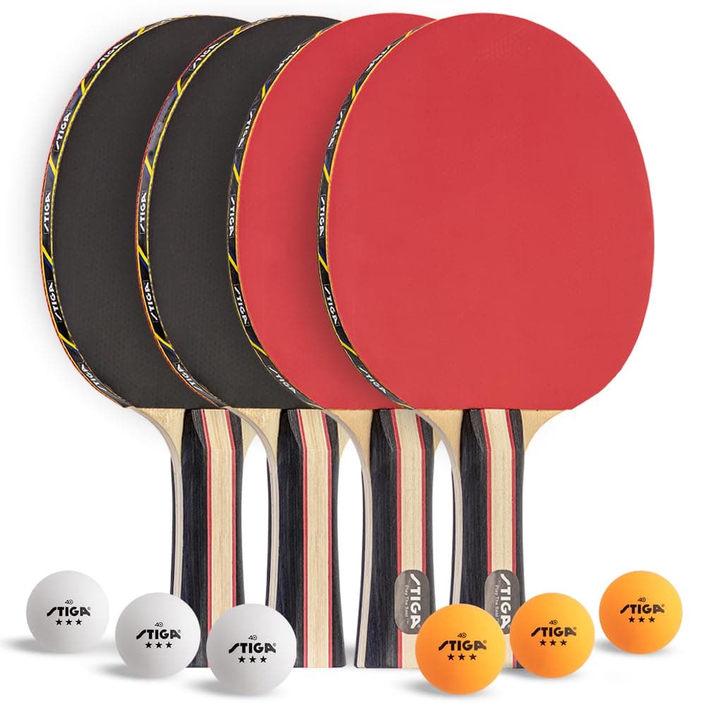 Performance 2 or 4 Player Table Tennis Set – USATT Approved Rackets and 3-Star Balls – 5-Ply Blade & Flared Handle – Perfect for Skill Development