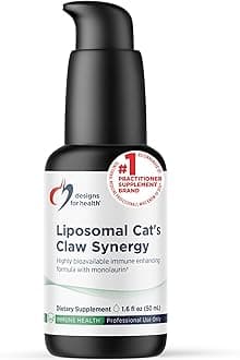 Designs for Health Liposomal Cat's Claw Synergy - Liquid Immune Support Supplement Cats Claw Extract, Vitamin D + Monolaurin - Superior Absorption (50 Servings / 1.7 Fl Oz)
