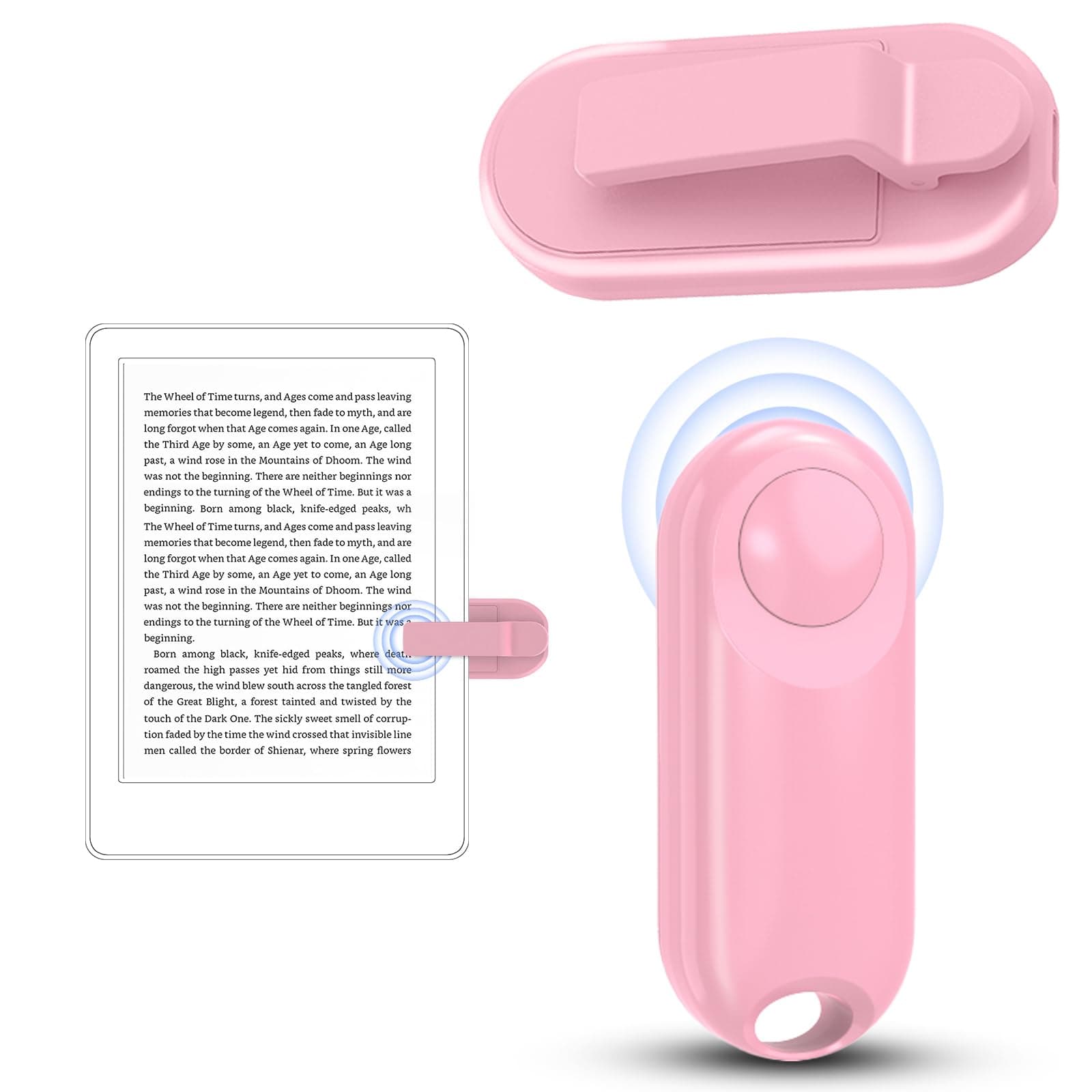 RF Remote Control Page Turner for Kindle Paperwhite Kobo eReaders Camera Remote Shutter, Wireless Page Turner for iPhone ipad Android Tablets Reading Novels (pink)