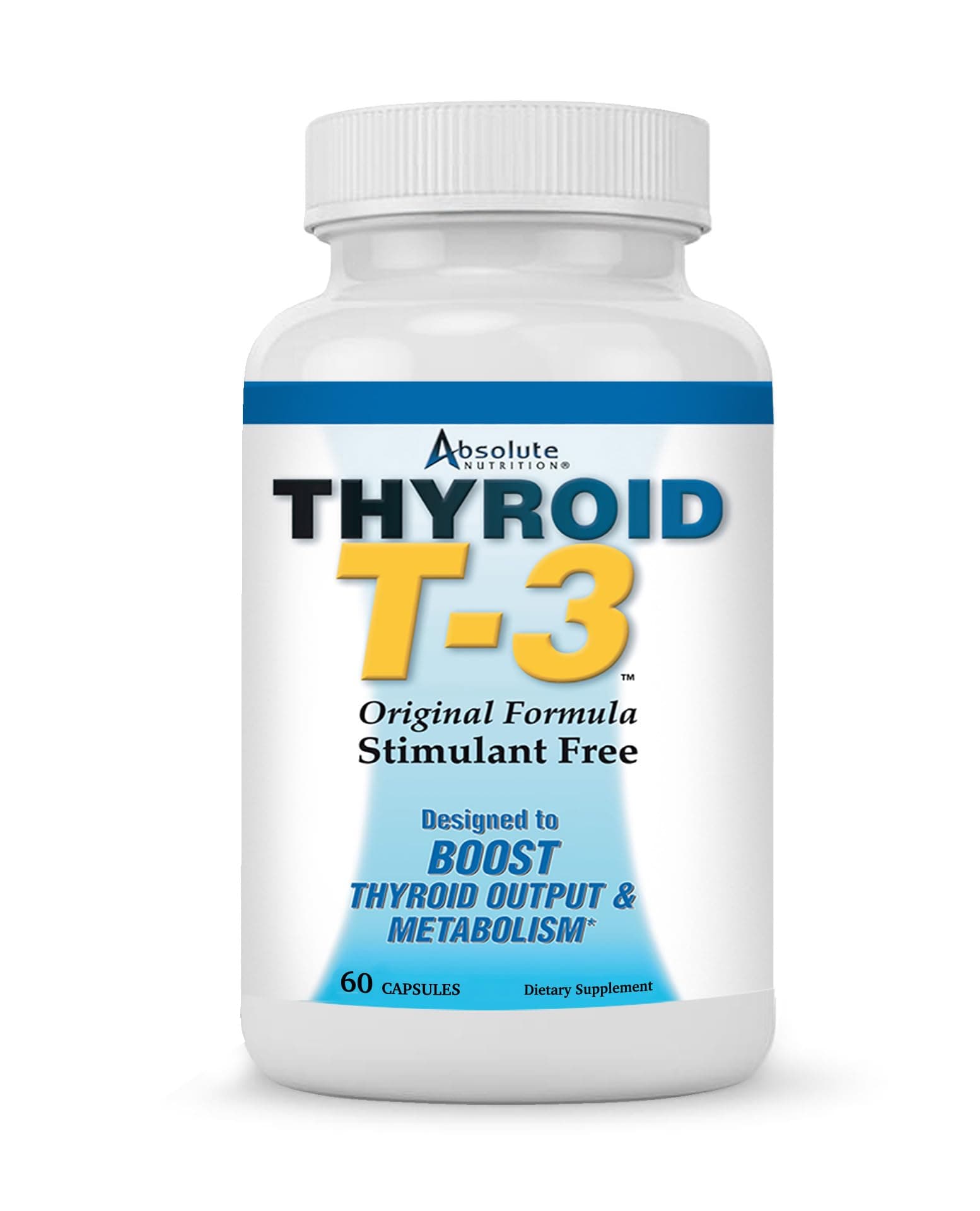 Fat Burning Metabolism Boosting Supplement, Thyroid T-3, 60 Capsules, Off-white, 120