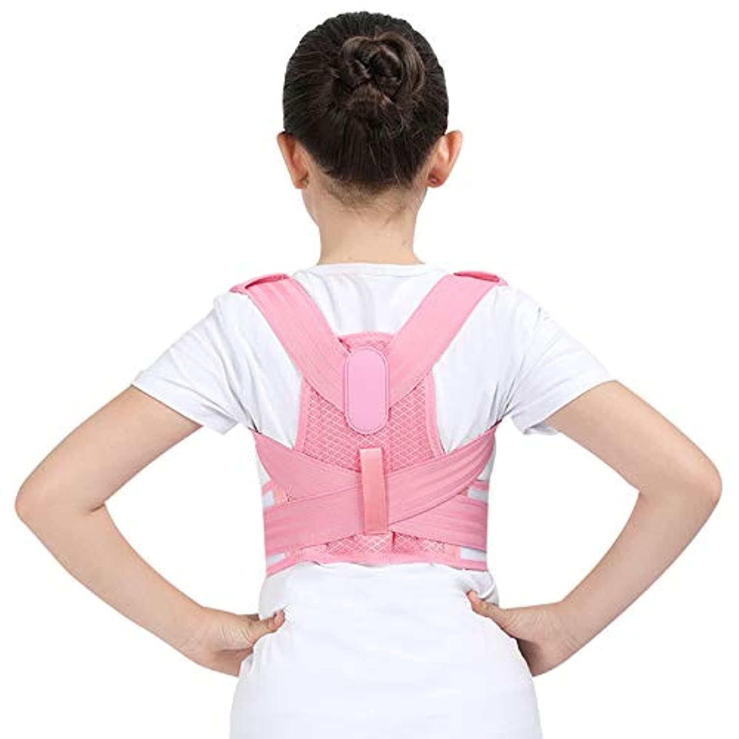 LLF Adjustable Children Posture Corrector Back Support Belt Kids Orthopedic Corset For Kids Spine Back Lumbar Shoulder Braces Health (Pink,S)
