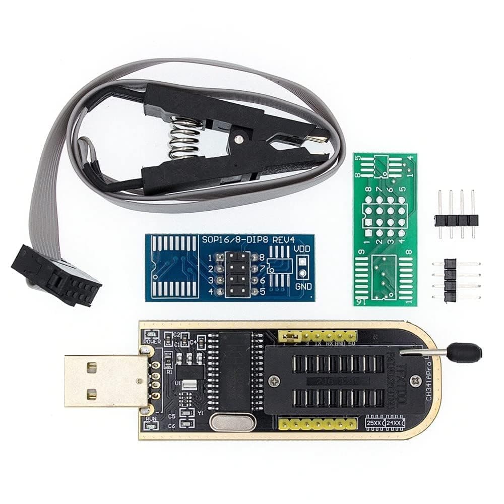 CH341 24 25 Series EEPROM Flash BIOS USB Programmer + SOIC8 SOP8 Flash Chip IC Test Clips Socket Adpter Programmer