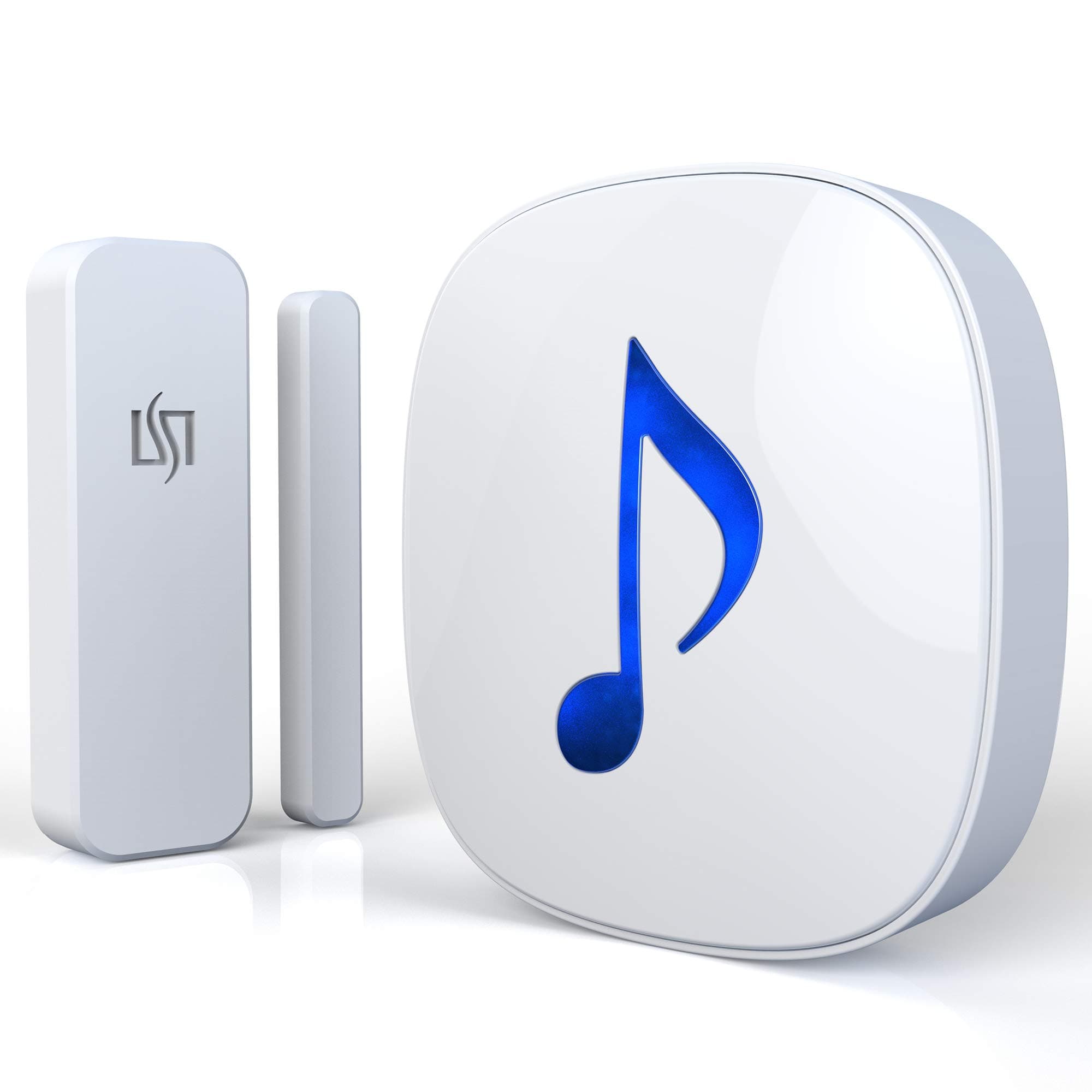 Wireless Door/Window Magnetic Sensor Alarm-600 Feet Long Wireless Transmission Range-35 Classic Melodies Optional,4 Volume Levels & LED Flash-Home/Business DIY Burglar Alert Security System