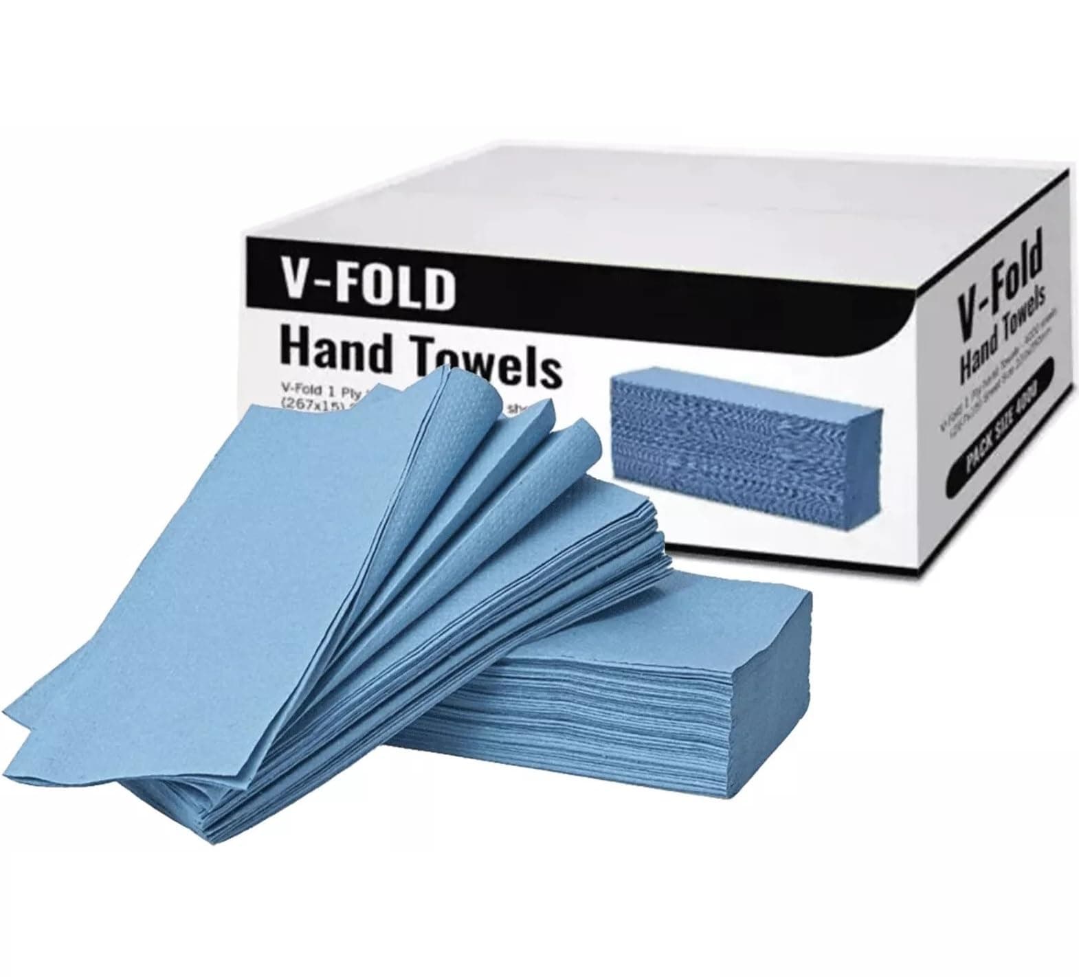 A406 V Fold Interfold Paper Hand Towels Tissue Blue 1 Ply Z Fold Qty 4000