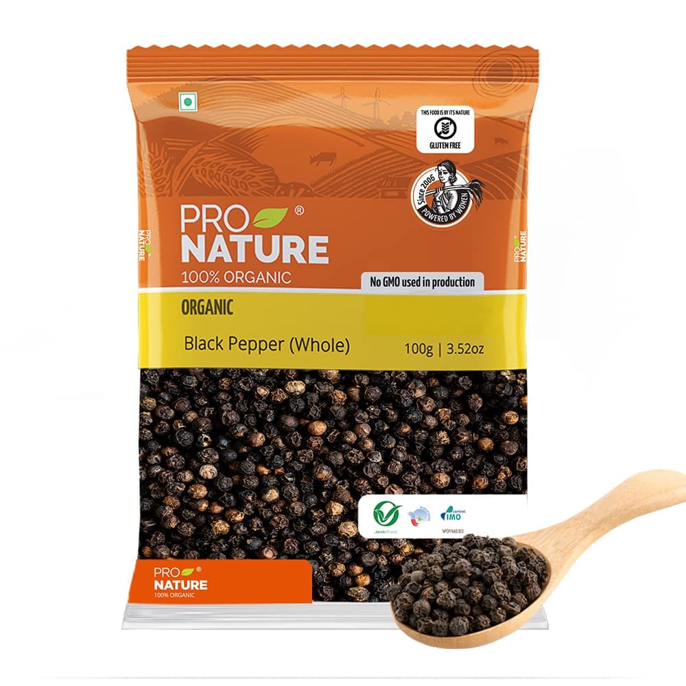 Pro Nature 100% Organic Black Pepper (Whole), 100 gram