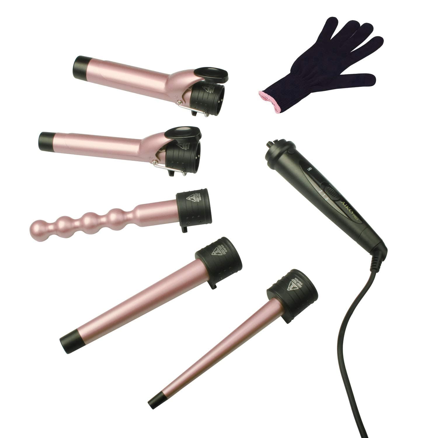 5 in 1 Advanced Titanium Curling Iron Wand Set with 5 Interchangeable Barrels Hair Curlers and Heat Resistant Glove