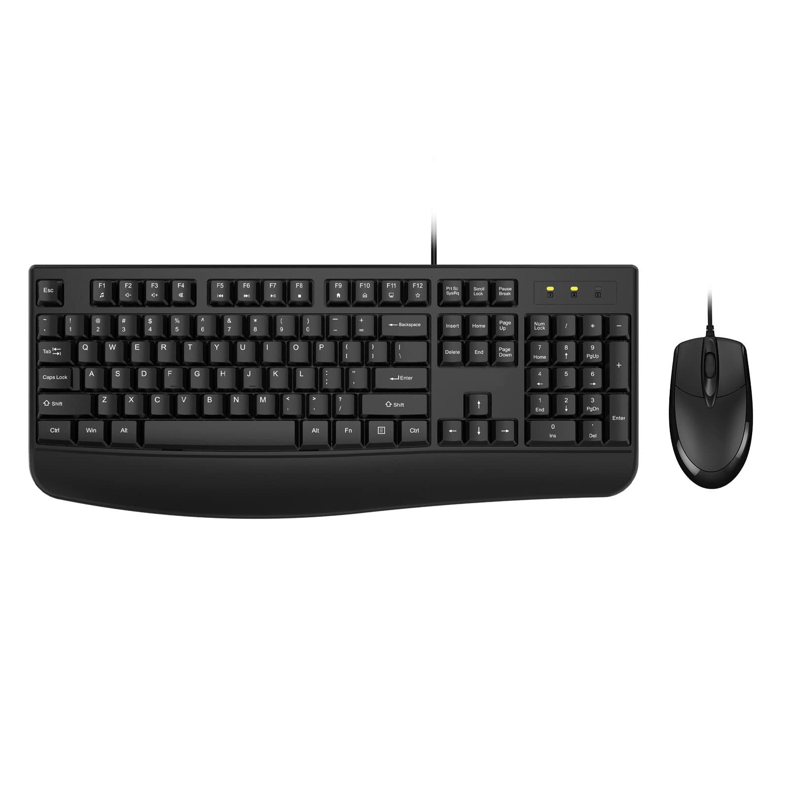 Wired Keyboard and Mouse Combo, EDJO Full-Sized Ergonomic Computer Keyboard with Palm Rest and Optical Wired Mouse for Windows, Mac OS Desktop/Laptop/PC