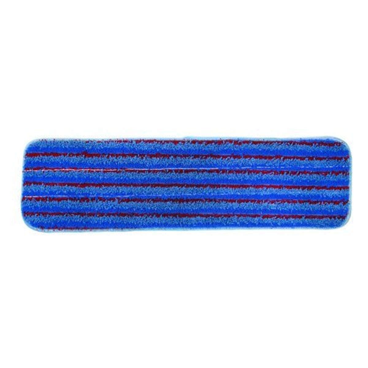 2504-MFFP-18BS-DZ Microfiber Flat Mop, 18", Blue with Scrubber Strips, Velcro Back (Pack of 12)