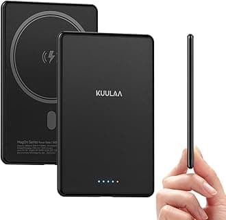 KuulaaMagsafe Battery Pack 5000mAh Slim Magsafe Portable Charger Magnetic Wireless Apple Portable Charger 20W USB-C Power Delivery Power Bank for iPhone 16/15/14/13/12 Series