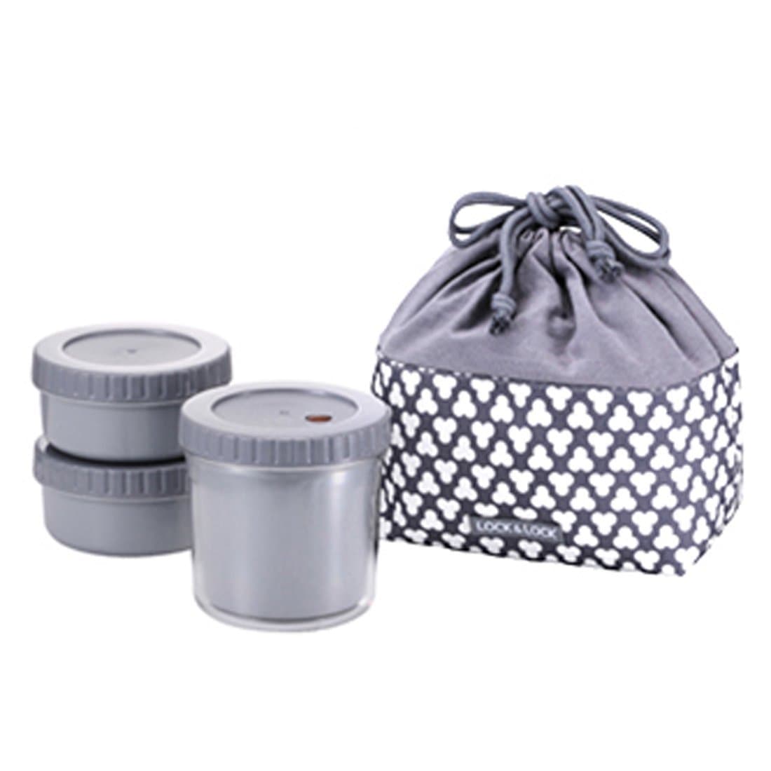 Lock & Lock Lunch Box Multi-round Containers Set (Dark Gray)