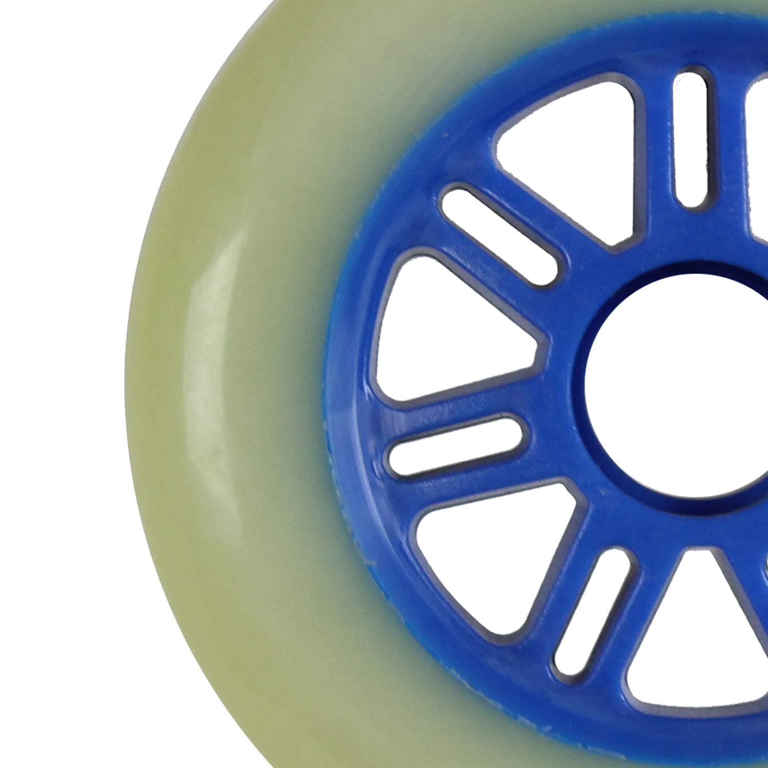 Kick Push Plastic Hub Scooter Wheel White/Blue 7 Spoke Hub 100mm 2-Pack with Bearings
