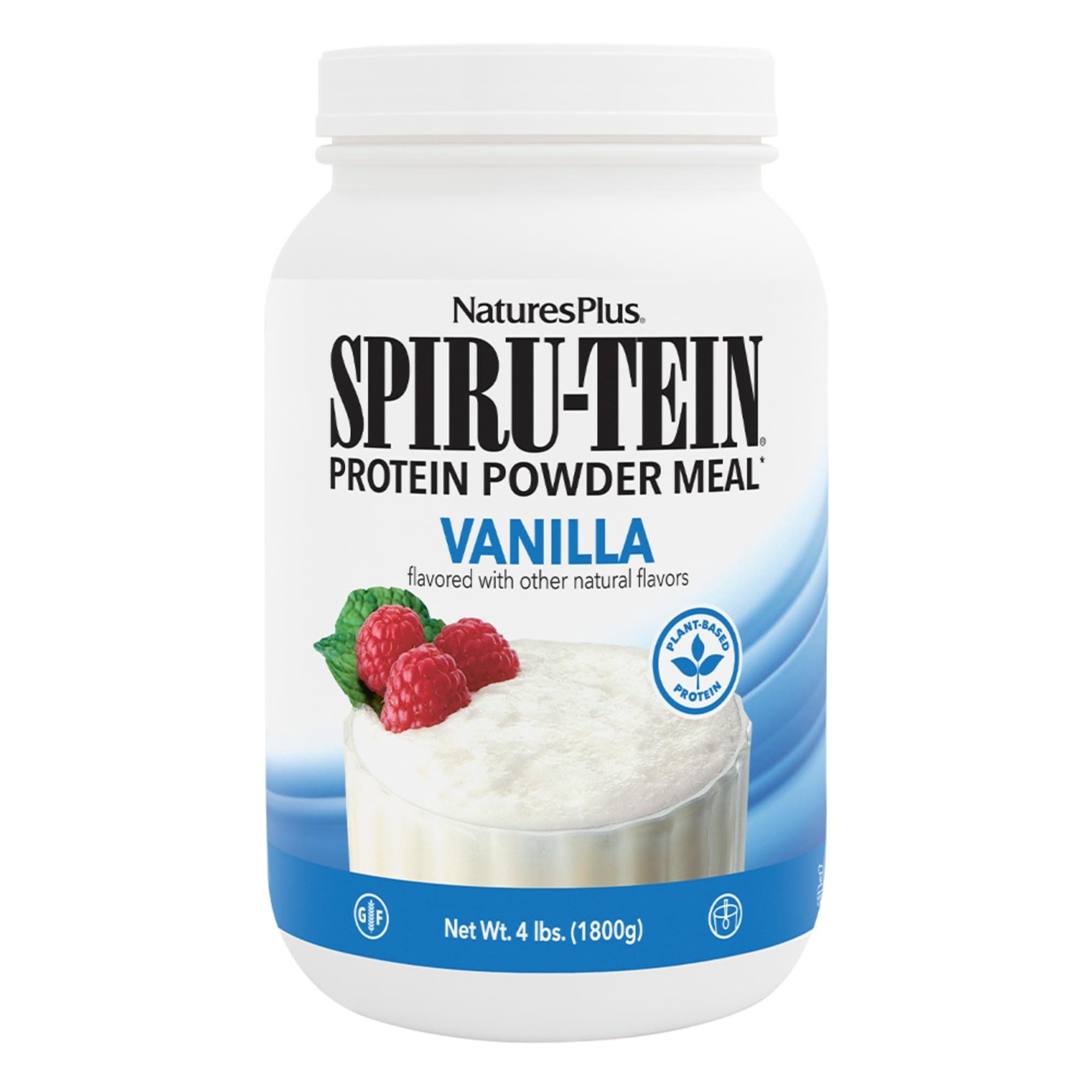 NaturesPlus SPIRU-TEIN, Vanilla - 4 lbs - Plant-Based Protein Shake - Non-GMO, Vegetarian, Gluten Free - 60 Servings