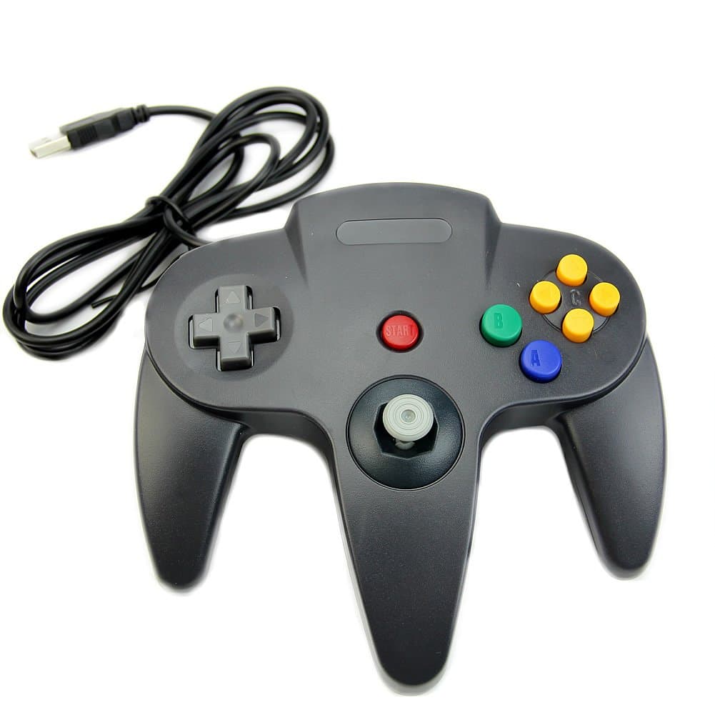 Retrolink Nintendo 64 Classic USB Enabled Wired Controller for PC and MAC, Black