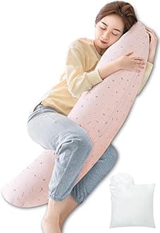 Body Pillow, Pregnancy Pillow, Nursing Pillow, Pregnancy, Maternity, Replenishment Cotton, 7.1 oz (200 g) Included, Back, Lumbar, Leg Support, Easy Side Sleeping, Cotton Material Cover,