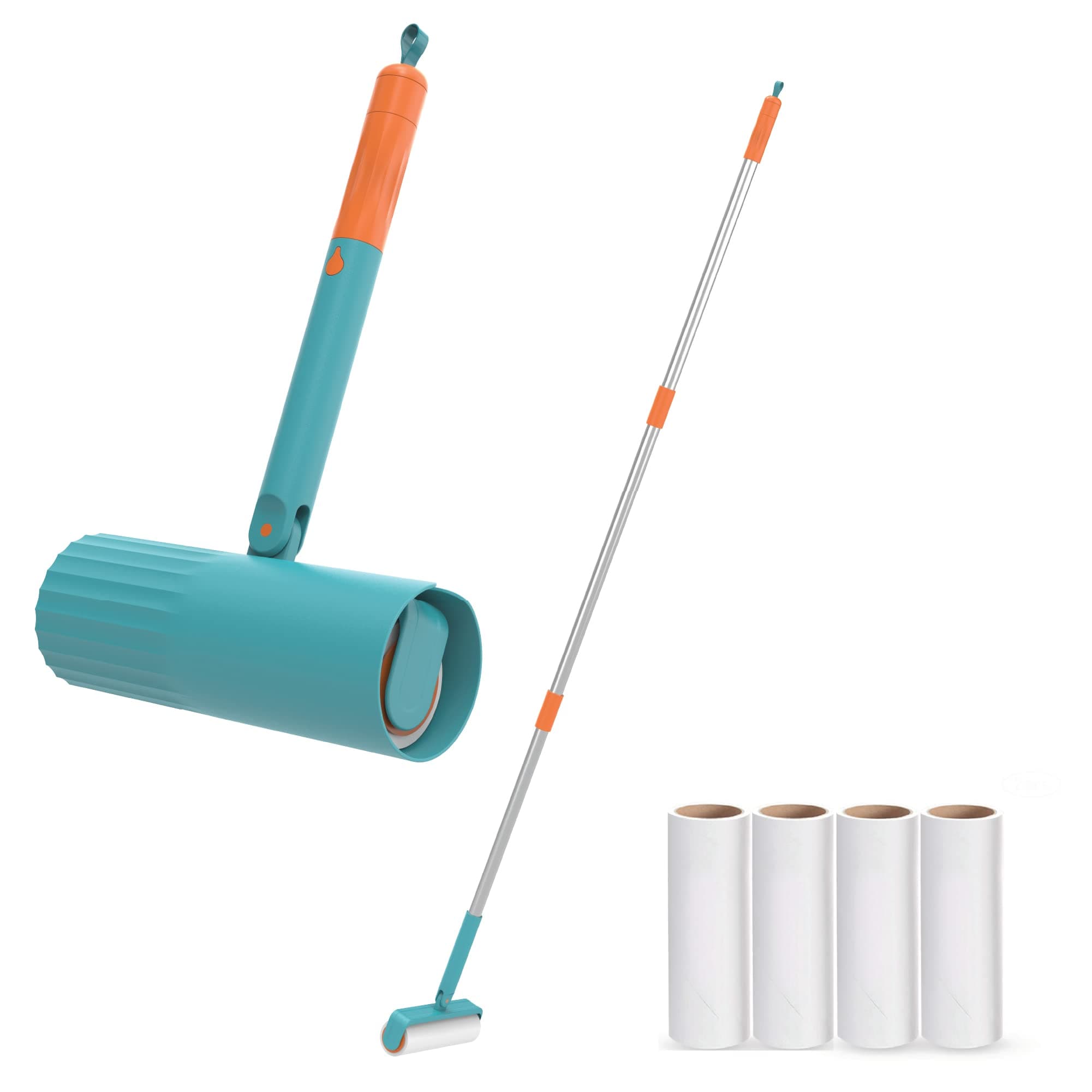 Useful Co Extendable Lint Roller -Lint Roller for Pet Hair, Couch Lint Roller, Large Lint Roller, Lint Roller for Floor with Sticky Sheets, 16cm to 110cm, 1 (7.5") Lint Roller + 4 Refills (Blue)