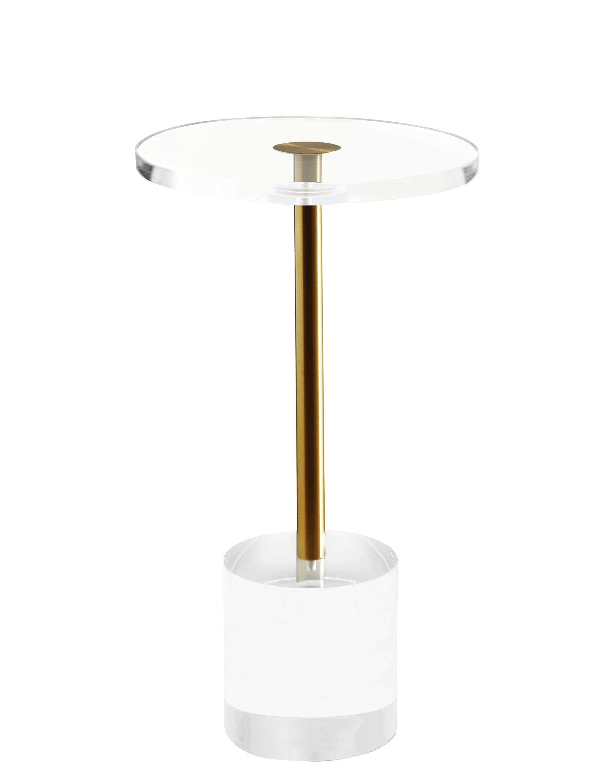 - Artmaze Clear Acrylic End Table,Side Table,Brushed Brass Metal,Round,for Office, Living Room and Bedroom,Easy Assembly,12x12 inch，21.3 inch high