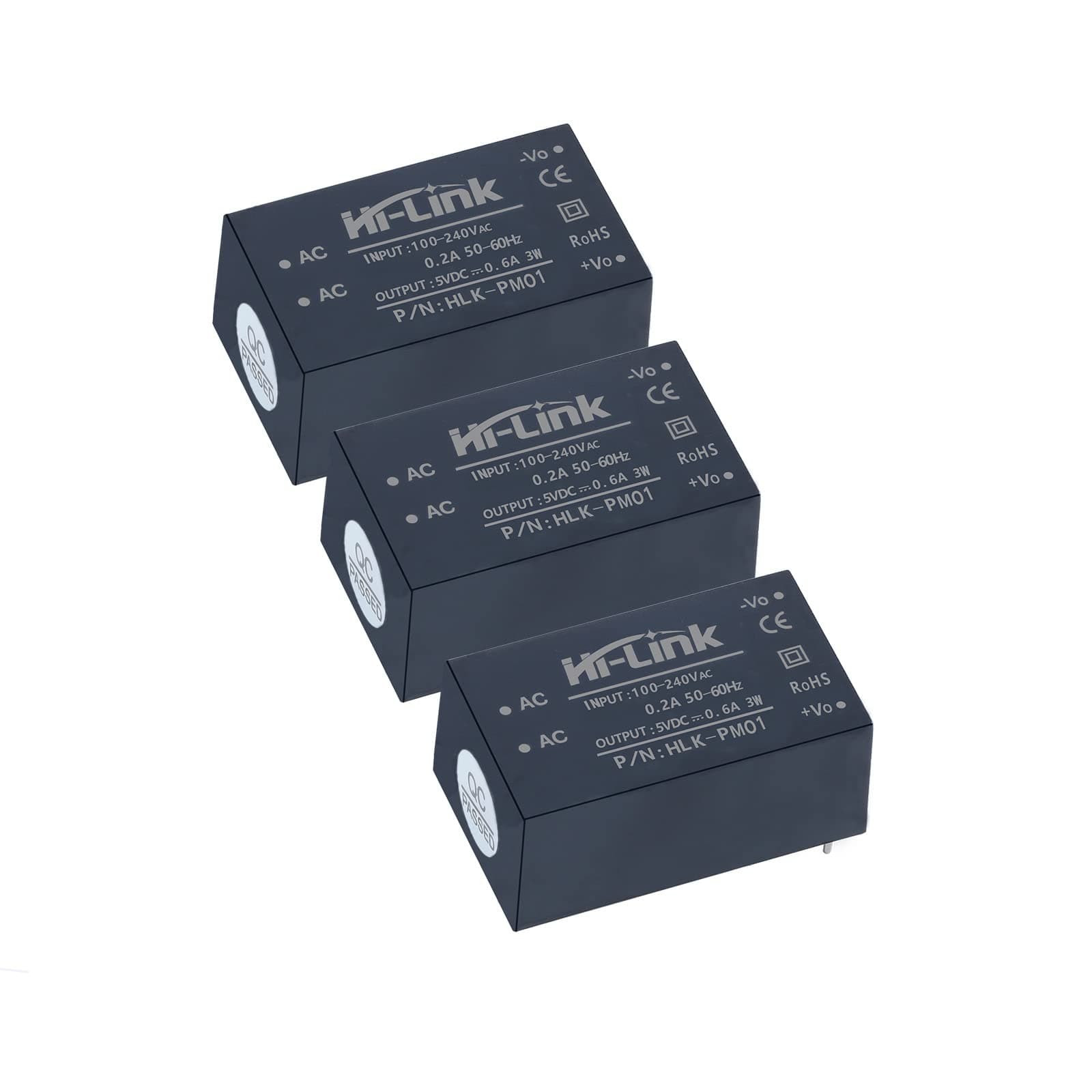 Mini Step-Down Power Supply,Intelligent Home Switching Power Module AC-DC Isolated Power Module 220v to 5v, HLK-PM01 AC DC 220V to 5V（3PCS）