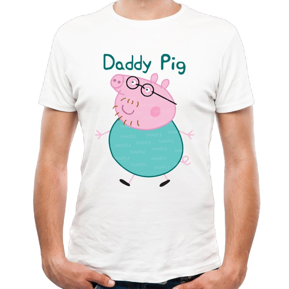 T-shirts Short Sleeve Printed Daddy Pig Iron Transfer