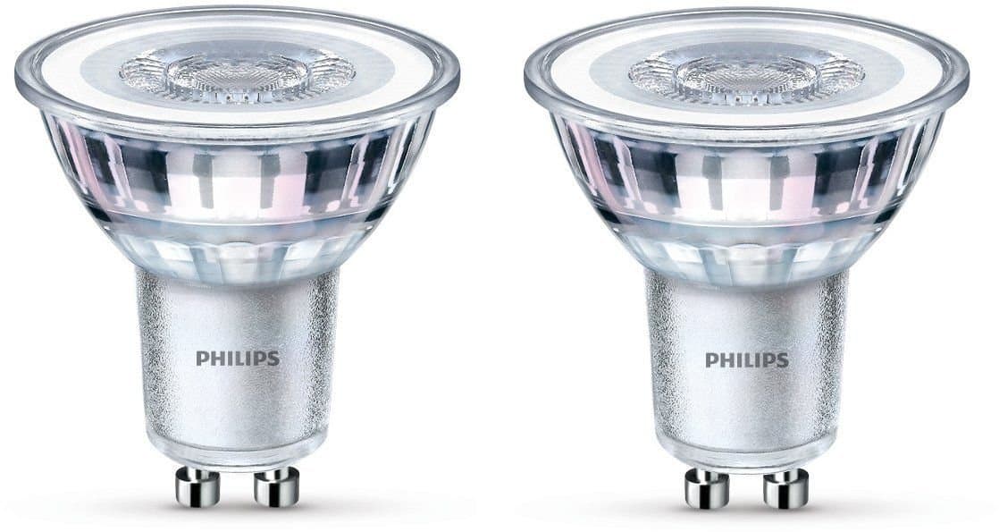 Philips LED Classic Warm White Spot Light, Glass, GU10, 3.5 W, Set of 2