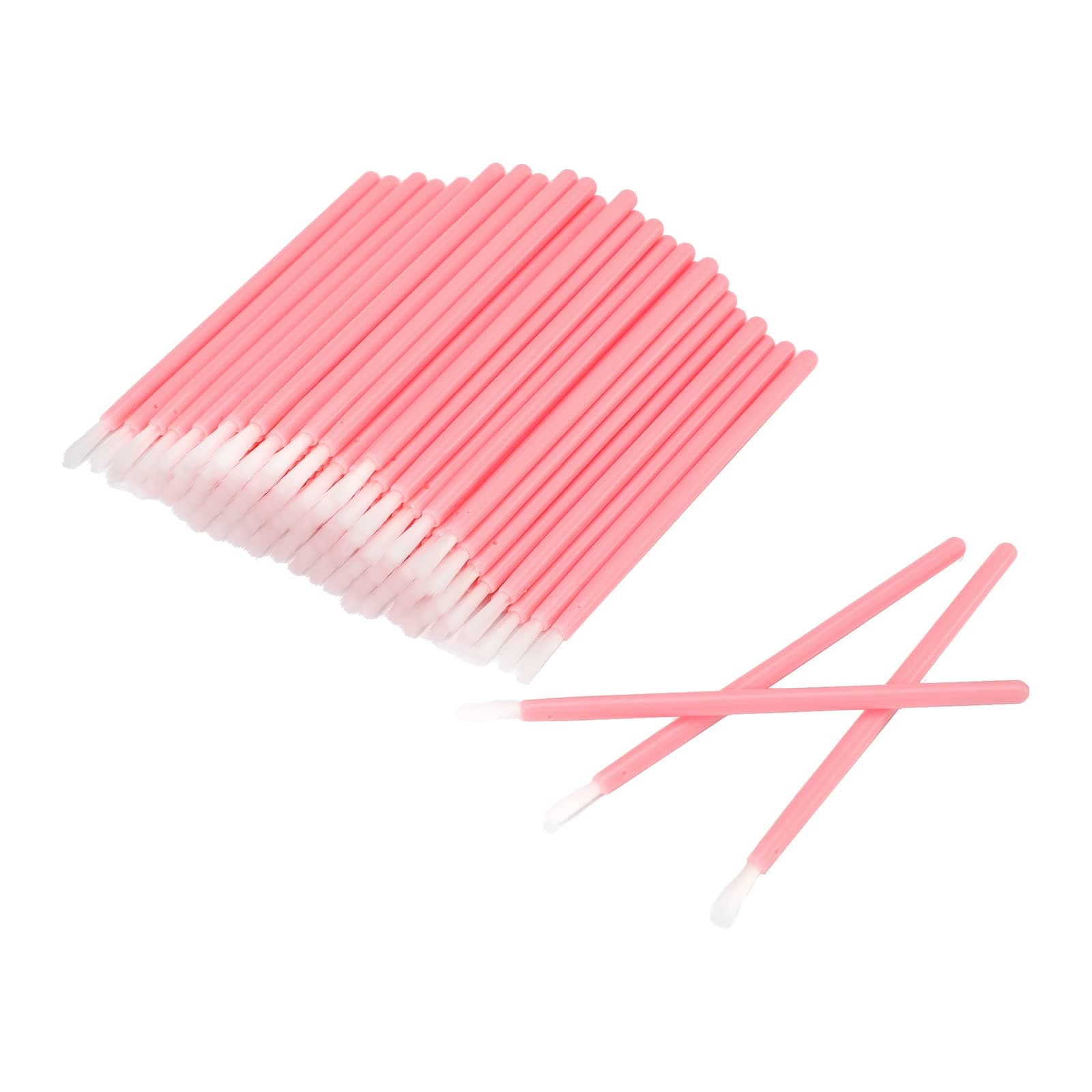 100 Pieces Pink Handle Disposable Lipstick Brushes