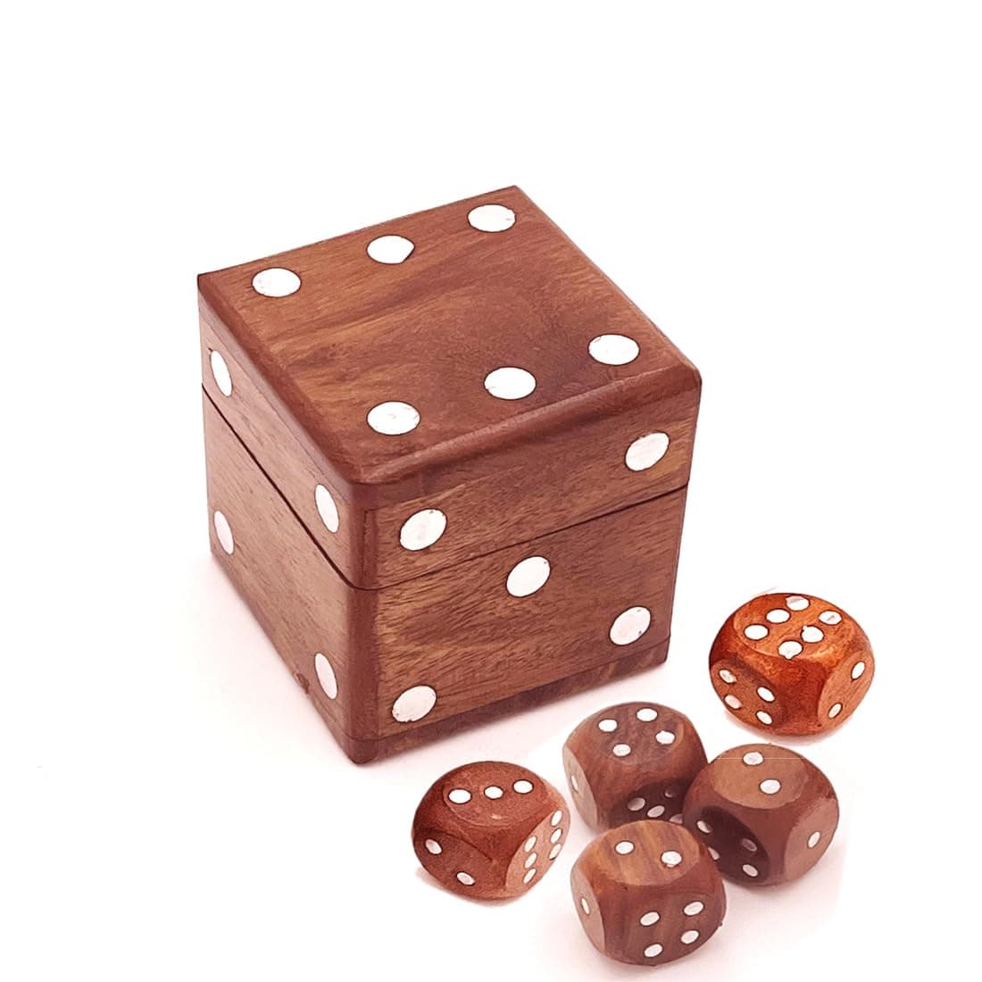 Wooden Cube Set for Ludo - Includes 1 Big Dice and 5 Small Ludo Dice - Natural Wood - Useful for Board Games, Family Fun, and Game Night Essentials
