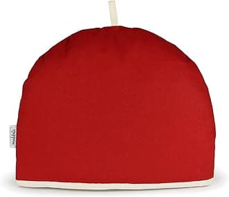 Muldale Red Tea Cosy for Teapot Large - Insulated 100% Cotton Extra Thick Wadding - Designed in England - Tea Cosy Covers Fit 1 to 6 Cup Neutral Textiles