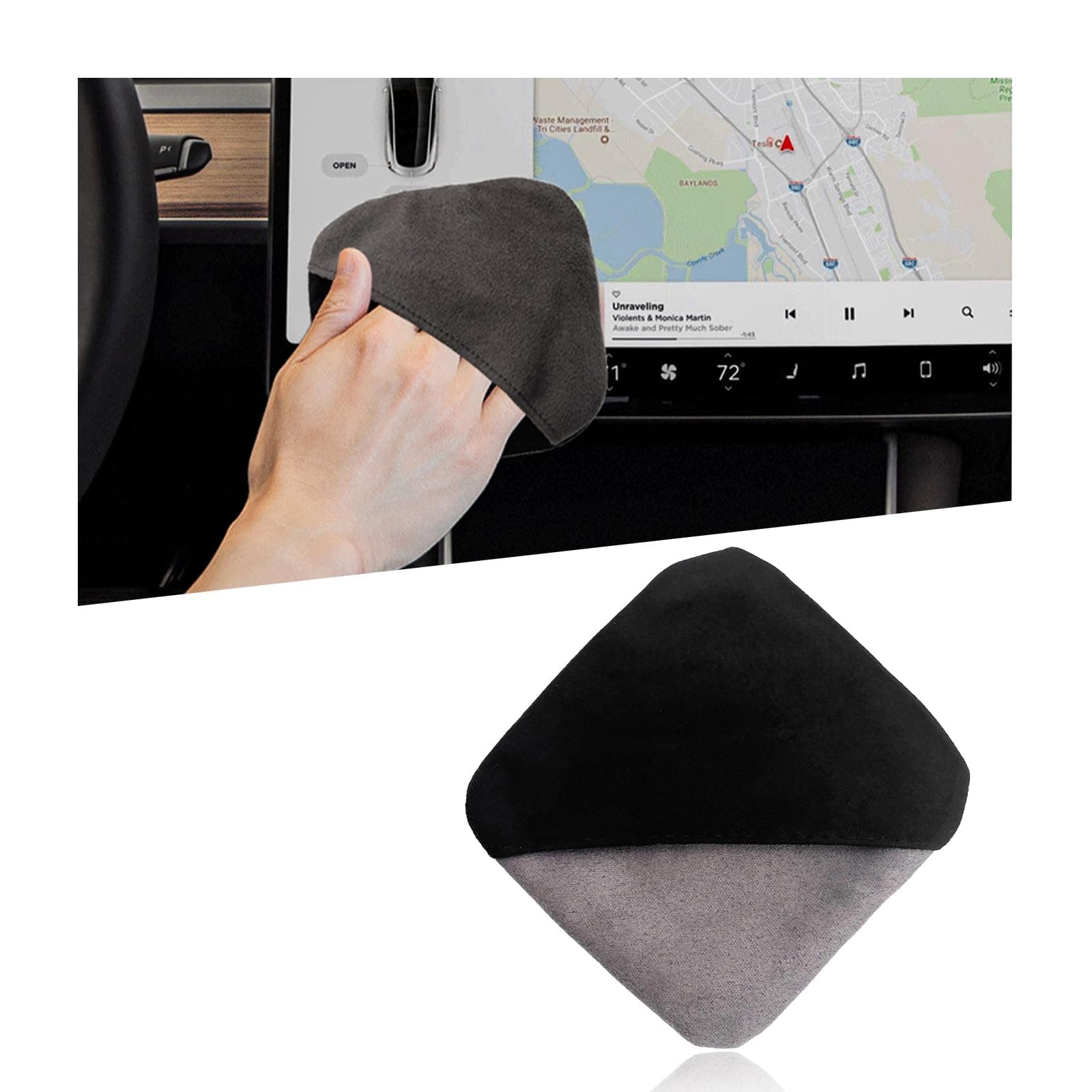Ohleats Car Screen Cleaner, Microfiber Auto Screen Cleaning Pad, Foldable Touch Screen Cleaner Cloth for Vehicle Dashboard LCD Display, Interior Car Accessories