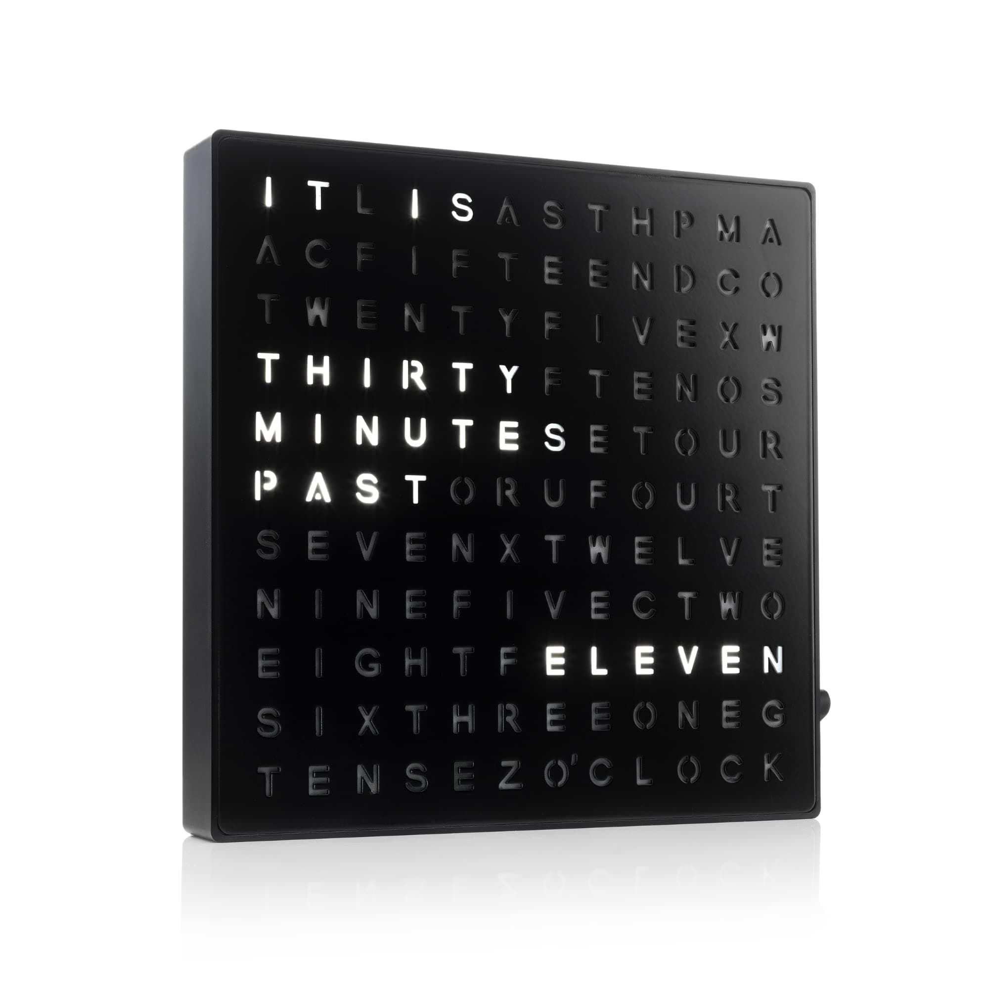 Auraglow LED Light Up USB Wall or Desk Word Clock - Black