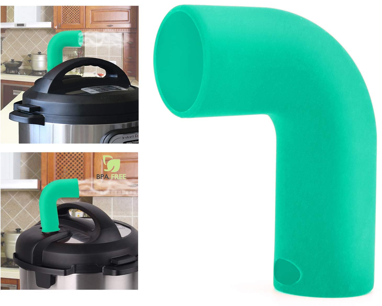 Steam Release Diverter Accessory Fits Instant pot 3, 5, 6, 8 Qt Duo & Smart Models Only, Made By High Grade Food Silicone，Helps Protect Cabinets-Green