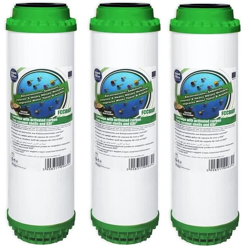 Generic 3-Pack Aquafilter 10" Water Filter Cartridge Coconut Shell with KDF-55 GAC FCCBKDF