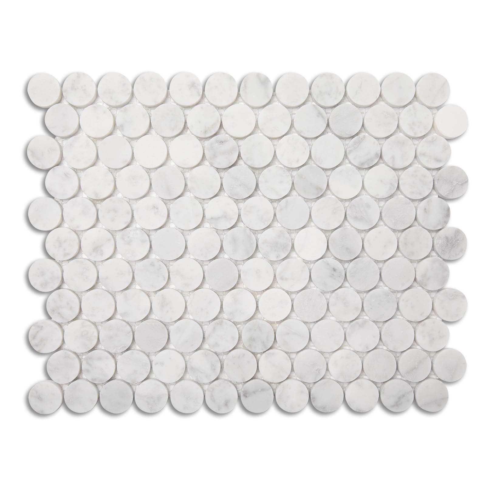 Lovdeco Carrara Marble Mosaic Backsplash, White Marble Tile for Kitchen Shower Bathroom Wall and Floor, Honed, 1 Inch Penny