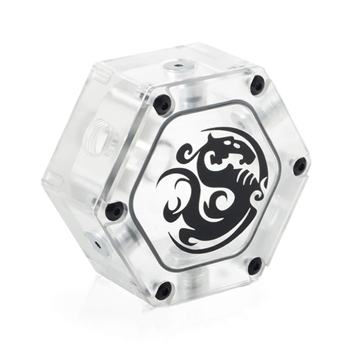 Bitspower Water Tank Hexagon 34 (Acrylic Version) - Desktop Computer Water Cooling Systems Copper & Acrylic Material - 1 Multi-functional Design - PC Water Cooling