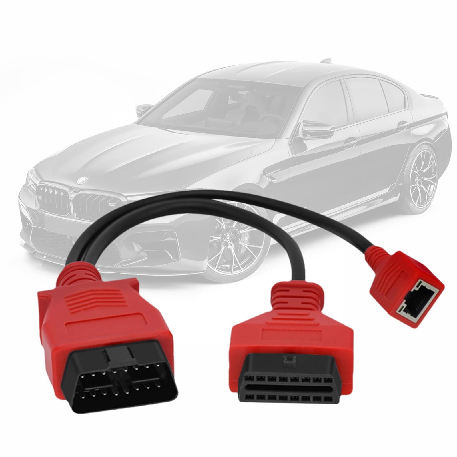for BMW RJ45 F-Chassis Programming Gateway Adapter Connector Works with Maxisys MS906 MS908 PRO Obdii Code Reader RJ45 16pin obd2 Adapter Cable Ethernet Cable Scanner Diagnostic Tool
