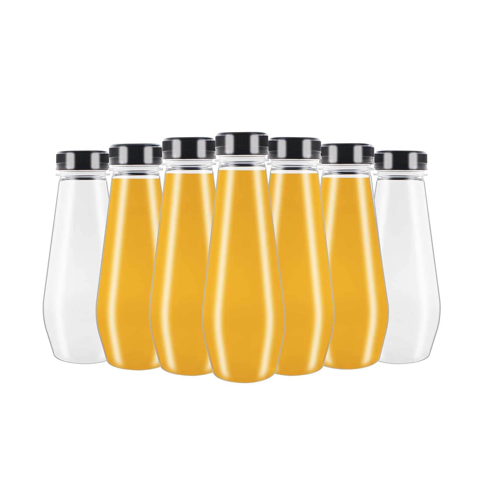 20 Pack 12 OZ (350 ml) Clear PET Plastic Juice Bottles with Caps- Bulk Beverage Containers with Tamper Evident Lids- Plastic Smoothie Bottles for Juice, Milk and Other Beverage