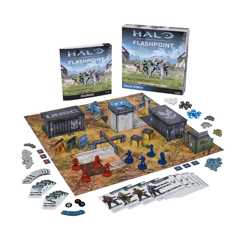 Halo: Flashpoint Recon Edition Starter Set | Beginner 2 Player Miniatures Skirmish Game | Complete Halo Tabletop Starter with Spartans, Terrain & Dice