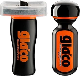 SOFT99 Glaco Glass Compound Roll On + Ultra Glaco - Abrasive Glass Cleaner and Extreme Durability Glass Coating - 12 Months of Windscreen Protection - Integrated Applicators