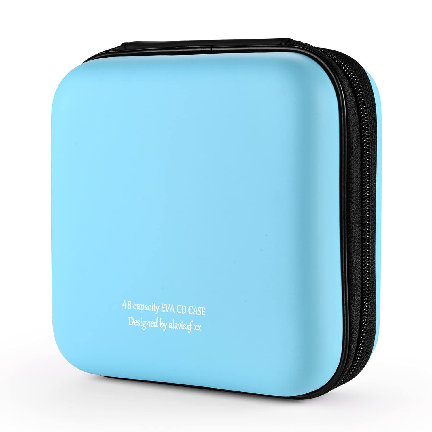 alavisxf xx CD Case, 48 Capacity EVA Protective Blu-ray DVD Case Portable Zipper CD Case Holder Disc Storage Organizer Wallet Bag for Car Home Travel (48 Capacity, Sky Blue48)