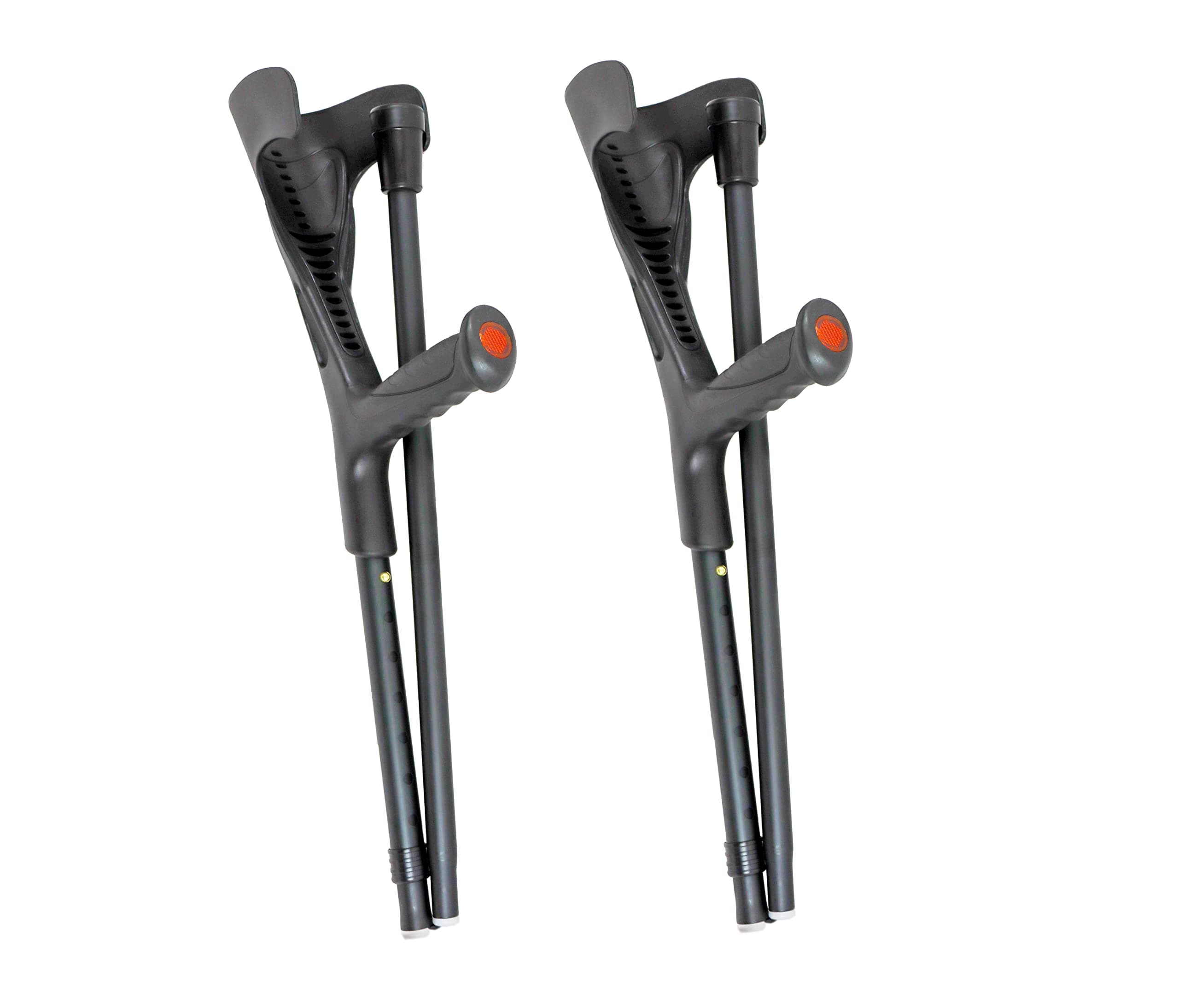 Folding Crutches For Adults (X2 Units, Open Cuff), Elbow Women, Pair Of Walking, Foldable Cuff, Aluminium Walking Men. Black